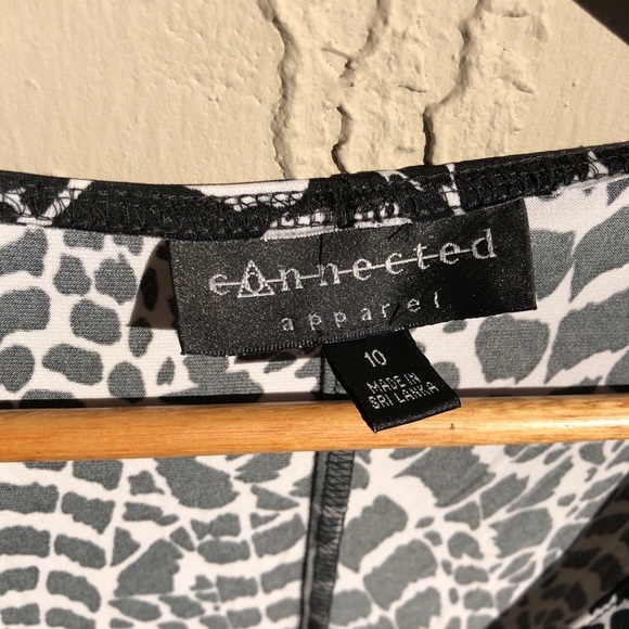 Connected Apparel Dress Wrap Front Black White V-Neck Stretch 10 - Picture 4 of 6